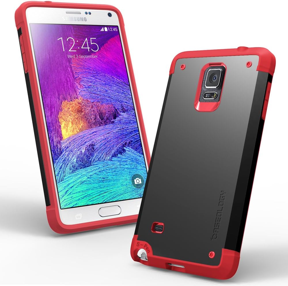 Caseology Sleek Armor for Galaxy Note 4 Case (2014) - Slim Fit Armor - Black/Red