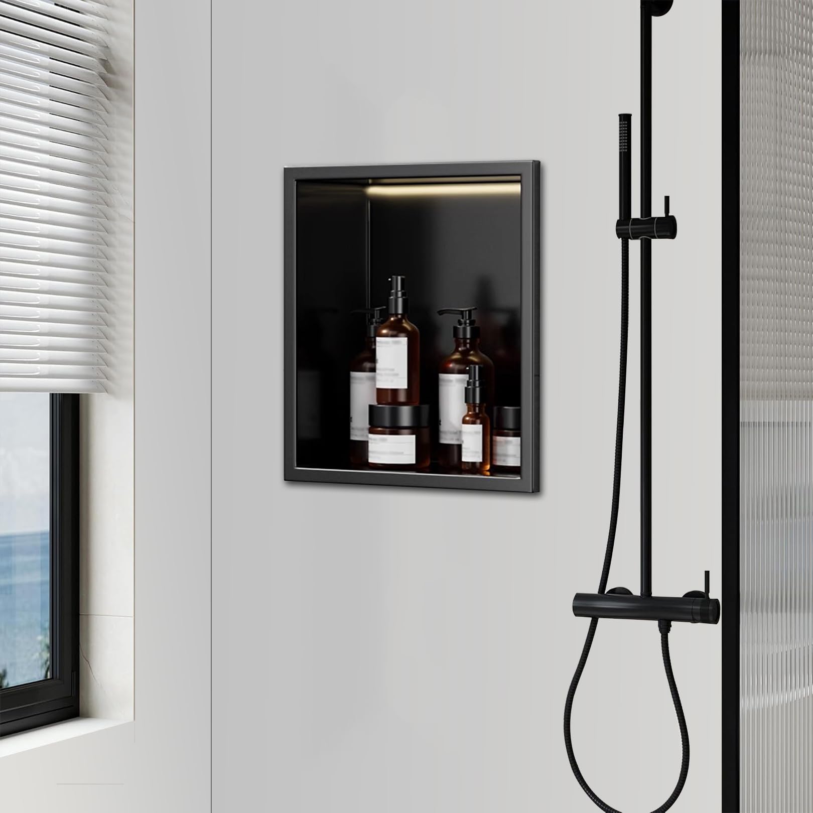 Étagère murale douche LED pour une ambiance spa à la maison