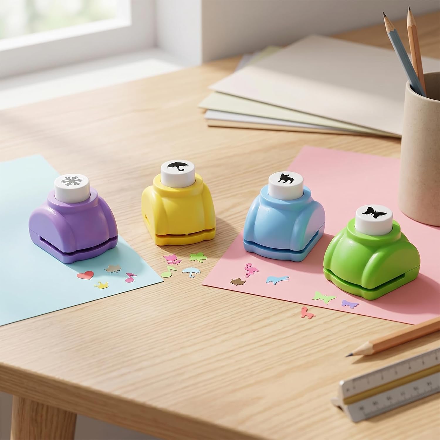 20 Pack Multicolored Shape Paper Hole Punch Bundle, Creative Craft Set for DIY Scrapbooking and Handmade Greeting Cards, Mini Cutter Tools for Festival Decoration or Photo Albums Projects image 2
