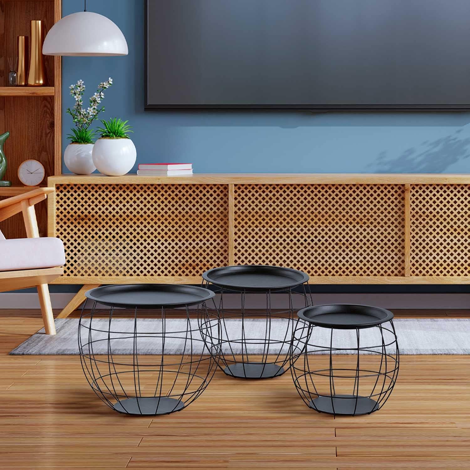 Set 2 Tavolini Sovrapponibili Relaxdays Design Scandinavo - Bianco, 48x60cm E 40x40cm, Gambe In Legno - Foto 6