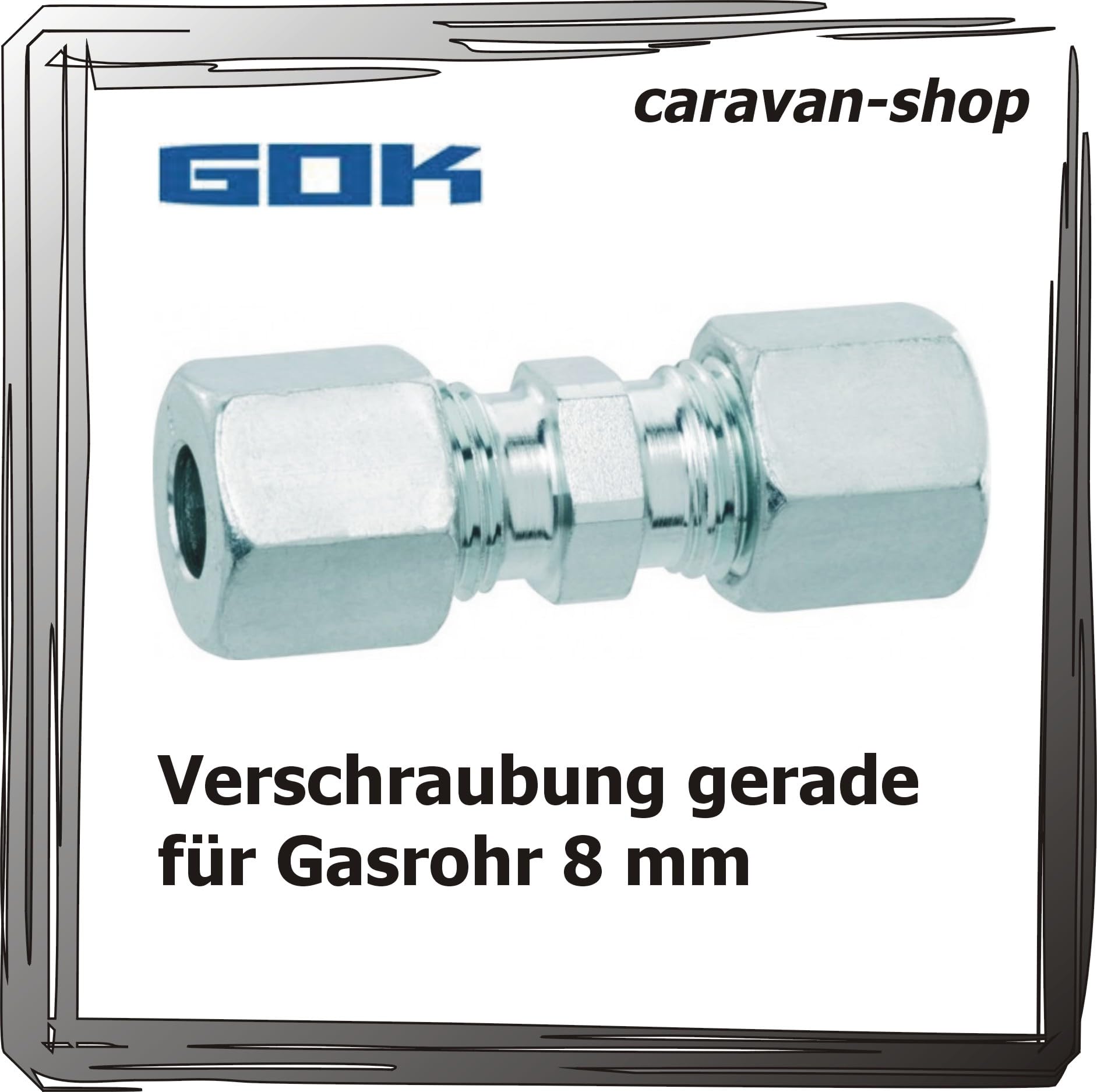 GOK Schneidringverschraubung gerade für 8mm Gasrohr Verschraubung Verbinder Propan, Gasleitungen in Wohnwagen, Wohnmobil, Caravan