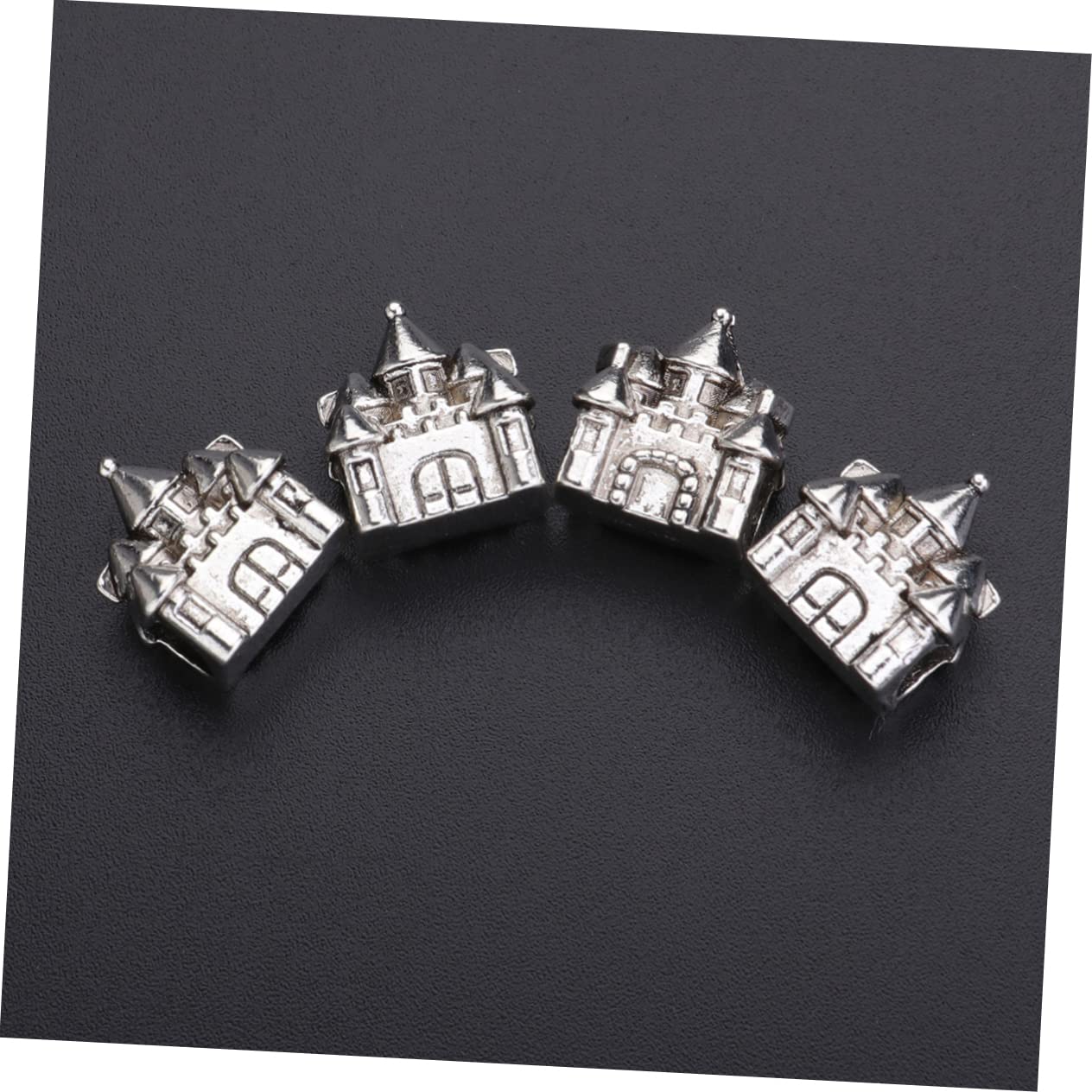 Anneome 150 Piezas cuentas de castillo de bricolaje diy pulseras collar de moda accesorios creativos de cuentas de bricolaje gargantilla con cuentas perlas de aleación de bricolaje Silver