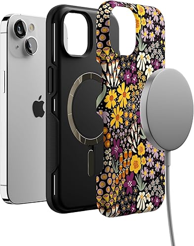 Vista 1048 de Casely Funda para iPhone 13 Compatible con MagSafe Color Splash de medianoche Funda retro abstracta Color de medianoche Splash Abstracto