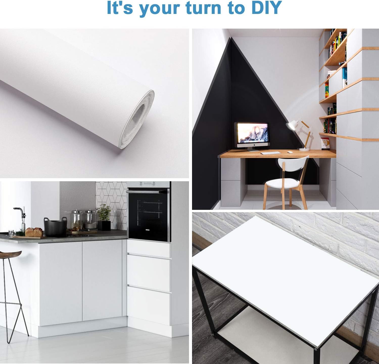 Oxdigi White Contact Paper Peel and Stick 23.6"x196" - Thick Wallpaper Self-Adhesive Vinyl Film for Cabinets, Wall, Old Furniture