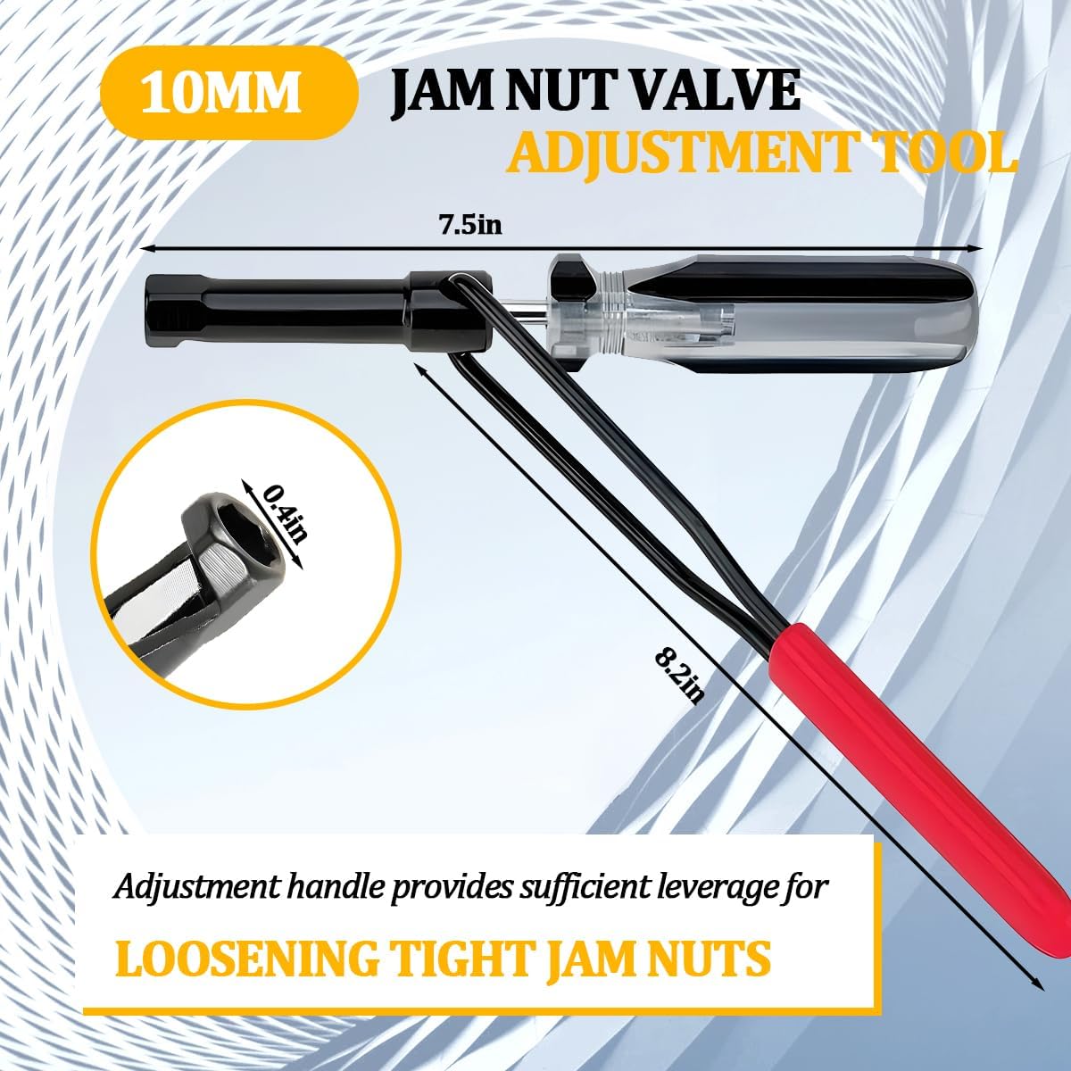 Car Valve Adjustment Tool, 10mm Jam Nut Valve Lash Grinding Tool with Angled Feeler Gauge, Automotive Slotted Valve Adjusting Stud, Universal for SUV Caravan Pickup