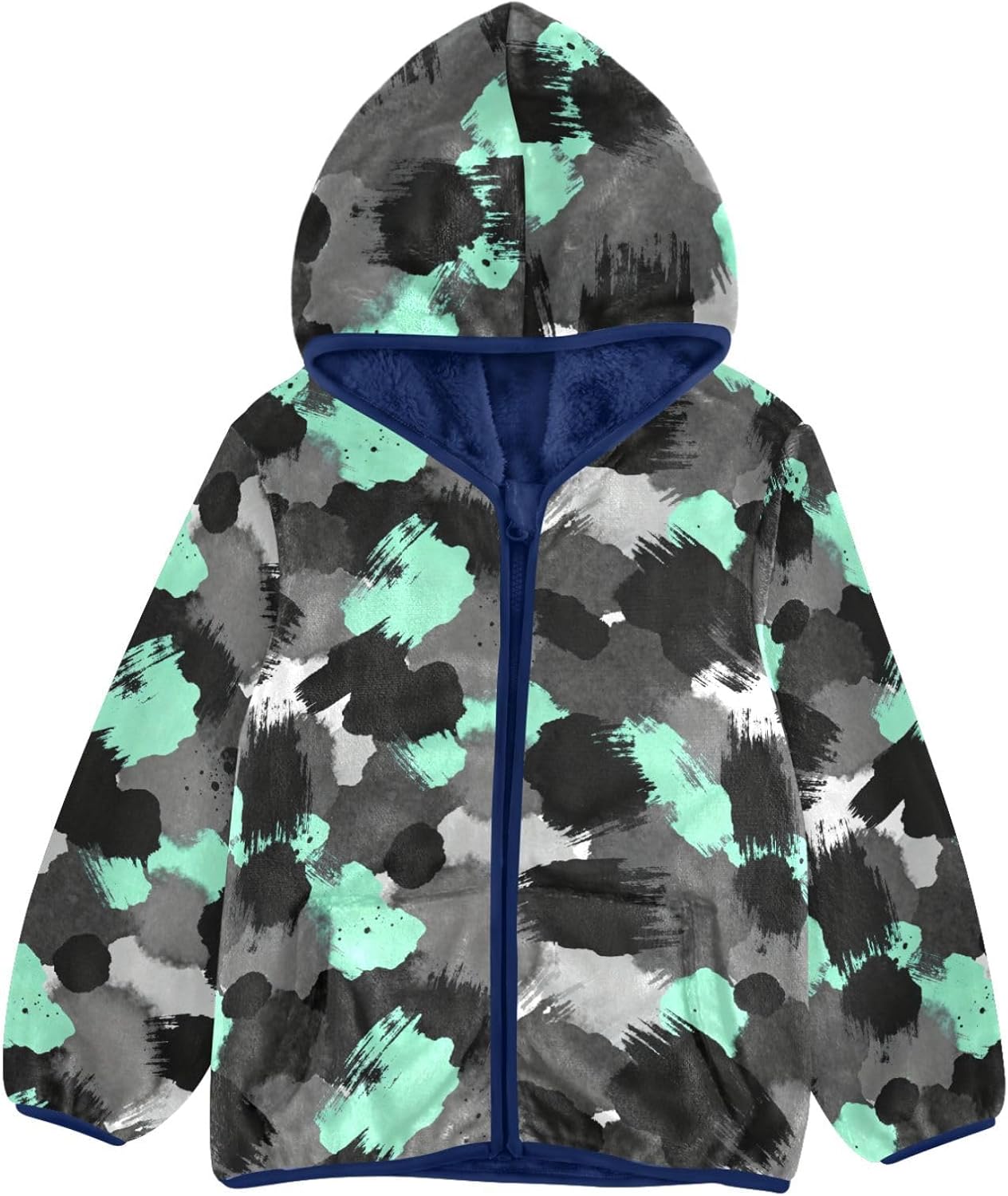 Black Gray and Green Brush Fleece Zip Up Jacket Lightweight Zip Up Navy Blue Baby Boy Girl Clothes