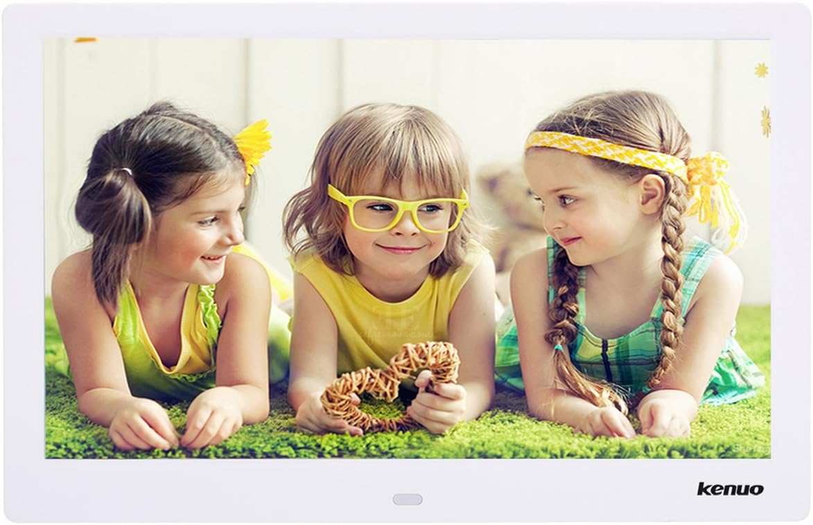 Digital Photo Frame 15 Inch,Kenuo Advertising Media Player 16:9 with 1280 x 800 HD LED Screen & Remote Control and Auto On/Off Timer - White