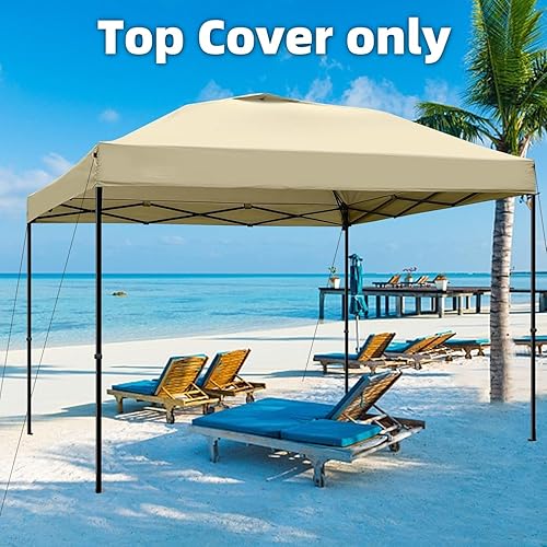 Miniatura 5 de Cubierta superior de repuesto para toldo de 10 x 10, toldo desplegable con cuerdas de ventilación de aire, parasol impermeable recubierto de tela