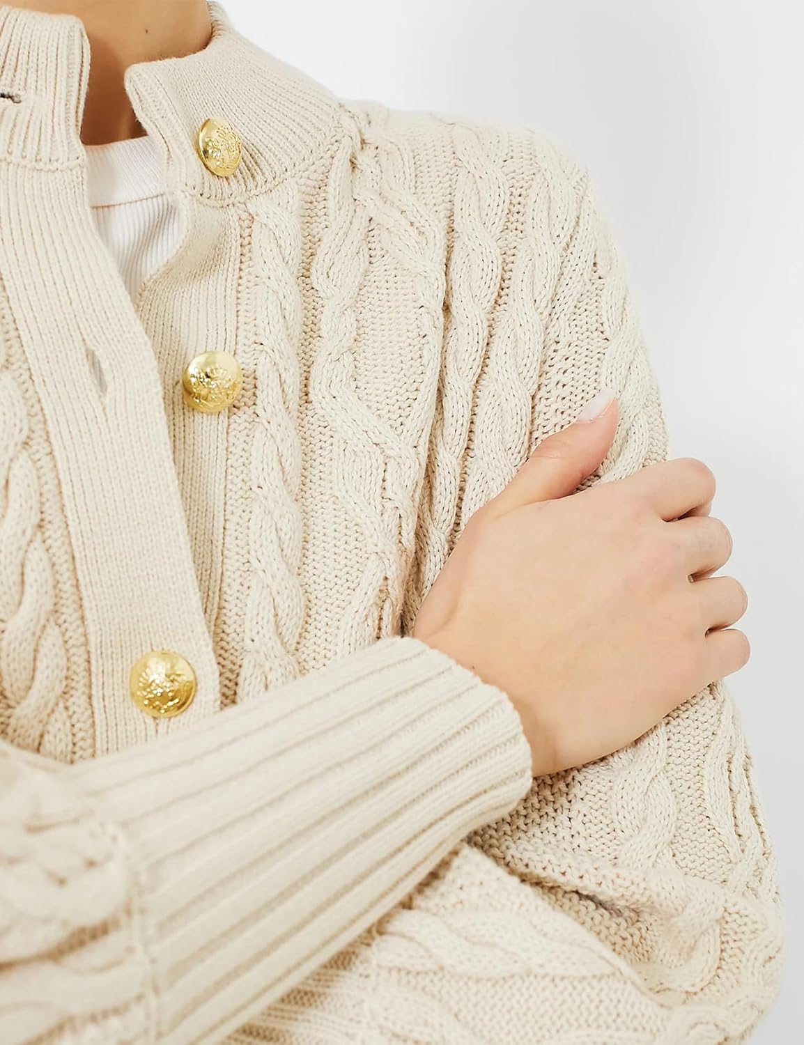 PEHMEA Womens Short Cardigan Sweaters, Soft Twist Knit Fall Winter Chunky Open Front Button Sweaters for Women - Image 7