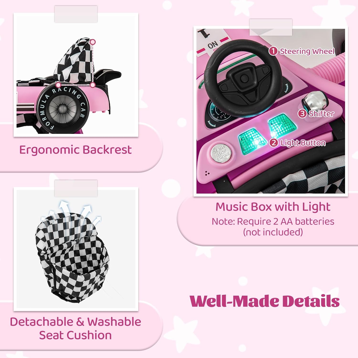 GLACER Foldable Baby Walker, 4-in-1 Infant Walker with Adjustable Height & Speed, Music, Light, Steering Wheel & Washable Cushion, Baby Walker Activity Center for Boys Girls 6 –18 Months (Purple)