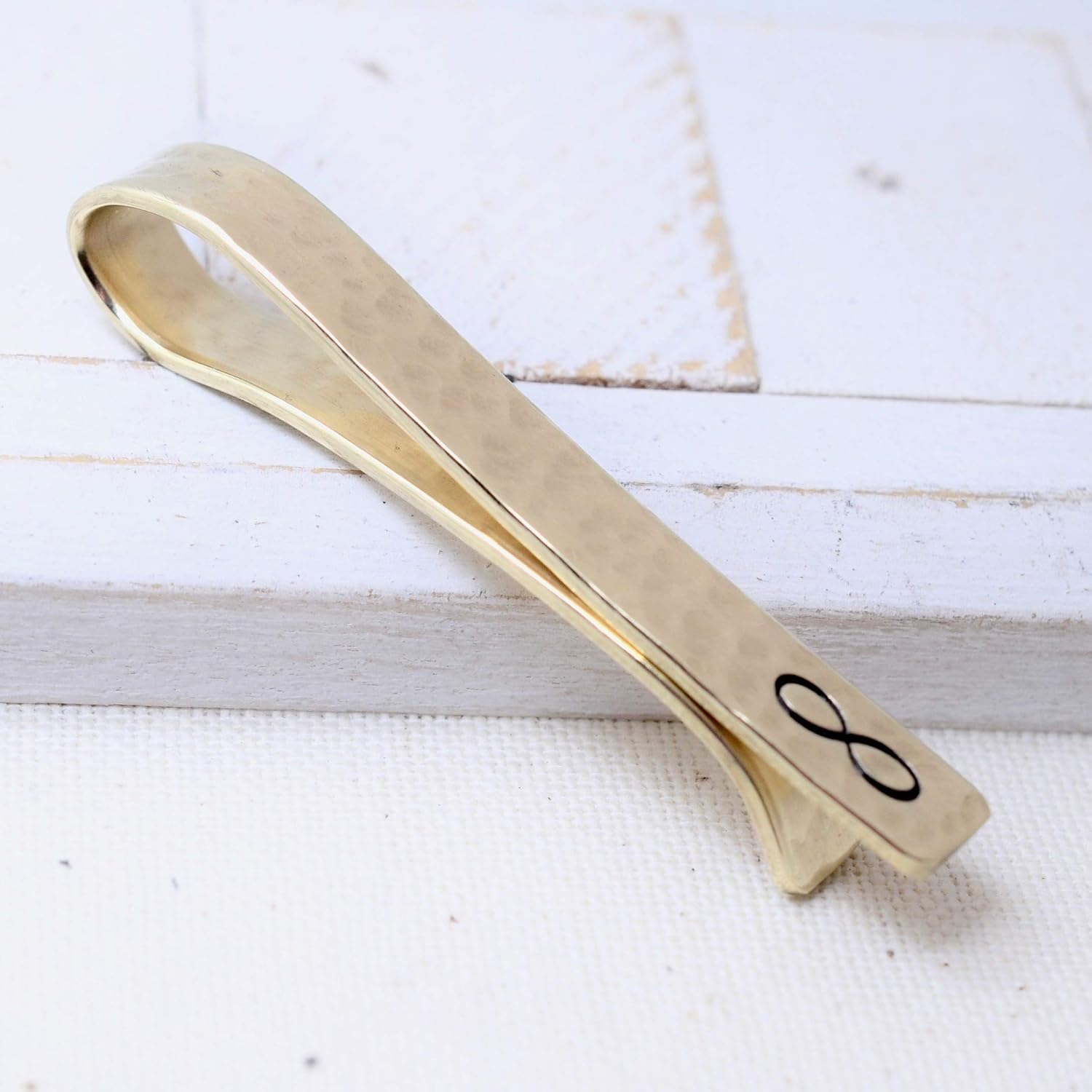 Custom Brass Tie Bar, Personalized Tie Clip, Necktie Pinch Clip, Anniversary Valentines Present