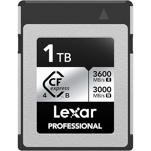 Lexar 1TB Professional CFexpress Type B Silver 4.0 Memory Card, for Photographers, Videographers, Up to 3600/3000 MB/s, 8K Video (LCXEXS4001T-RNENG)
