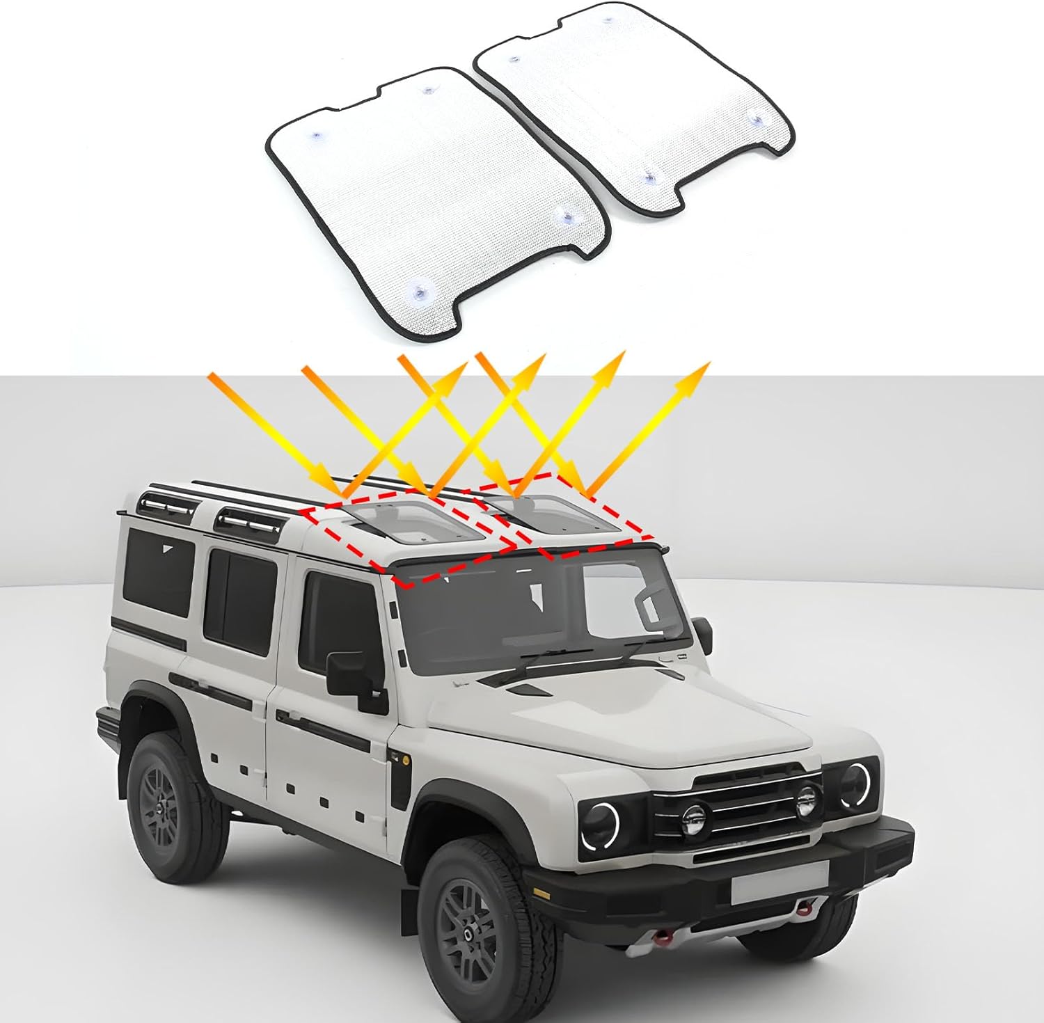 Car Sunroof Sun Shade Compatible with INEOS Grenadier 2020-2026, Foldable Glass Roof Sunshade Blocks 99% UV Rays and Keep Cool Auto Accessories