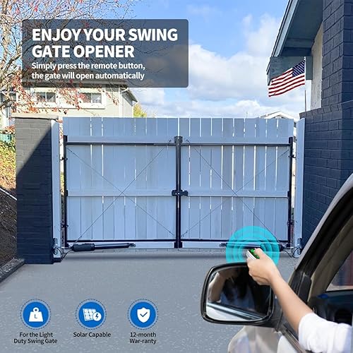 Miniatura 2 de TOPENS PW302 - Abridor de puerta oscilante doble, motor de puerta automático ligero para puertas batientes dobles de hasta 12 pies por brazo,