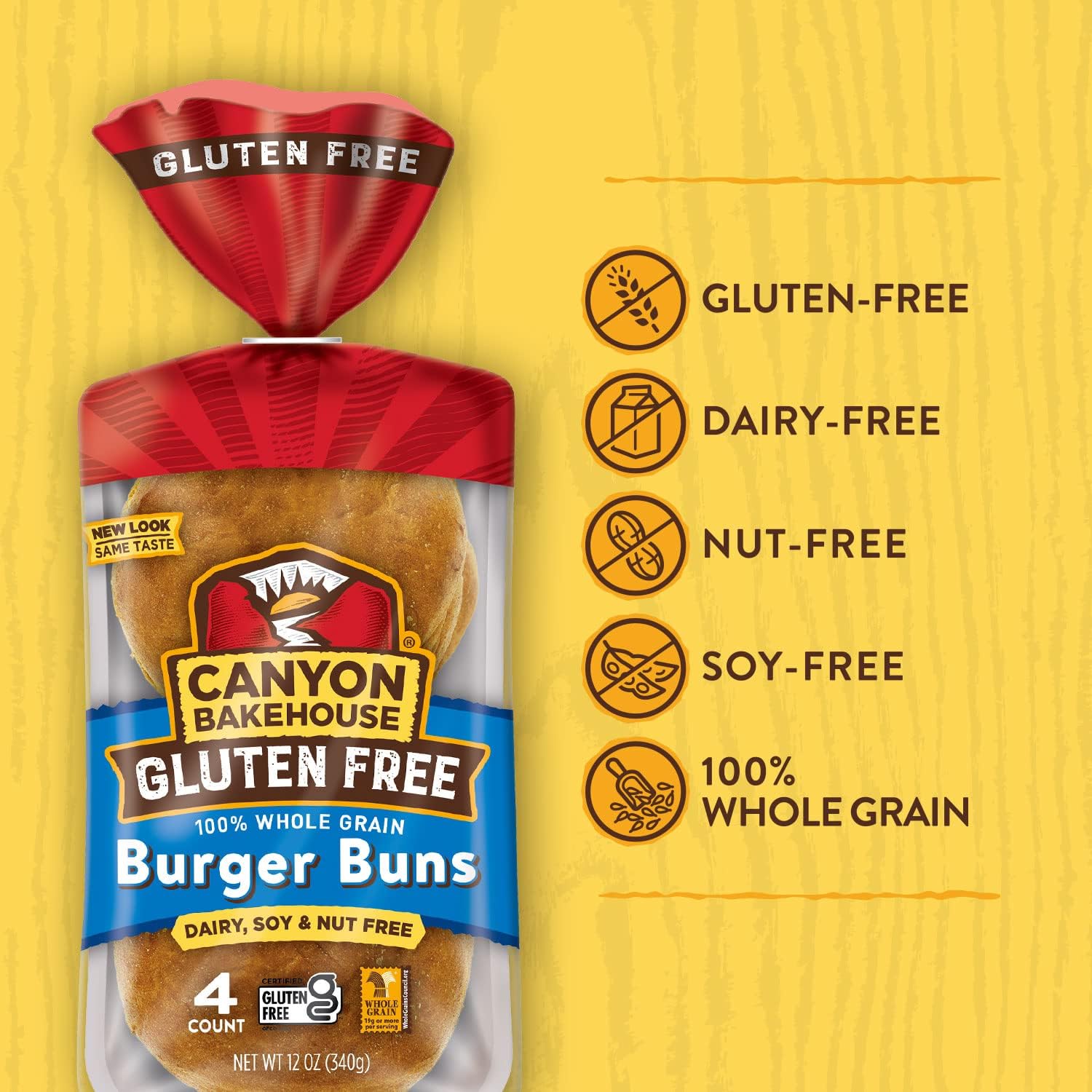 Canyon Bakehouse Gluten Free Burger Buns, 12 Ounce