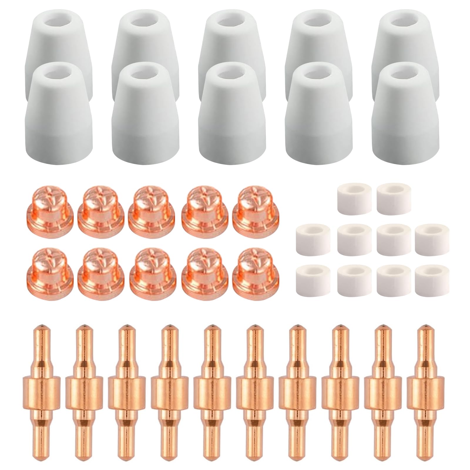 YSOOUA Pack of 40 PT-31 Plasma Cutter Accessories Nozzles CUT 30, 40, 50 Plasma Cutting Consumables Plasma Cutter, Ceramic Caps, Plasma Nozzles Accessories (A)