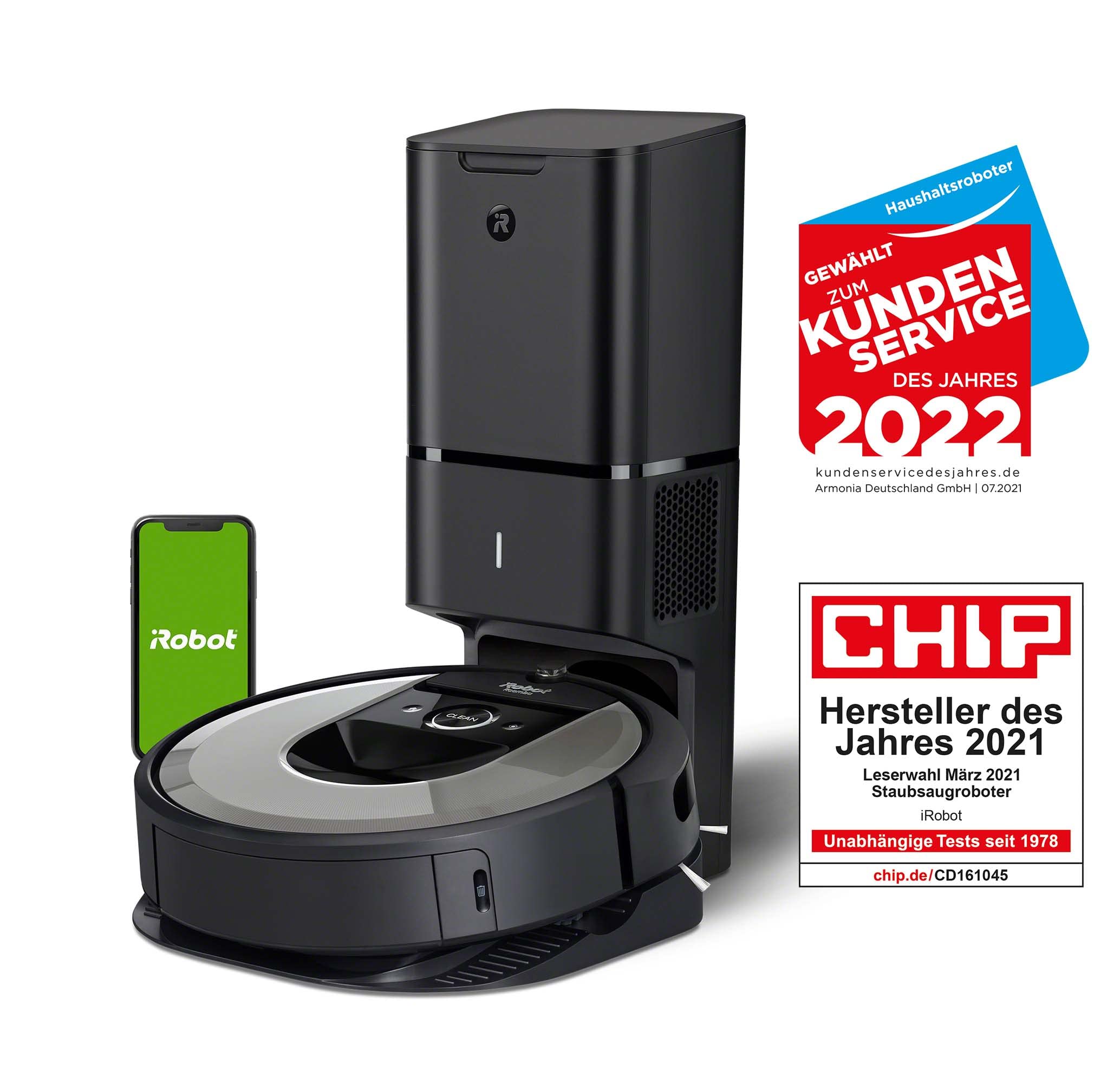 iRobot Aspirador Roomba i7+ (i7556) con Vaciado automático, Alta Potencia, para Mascotas, Programa por habitación, Limpia por Objeto + Pack de 3 Bolsas de Vaciado de la Suciedad Roomba