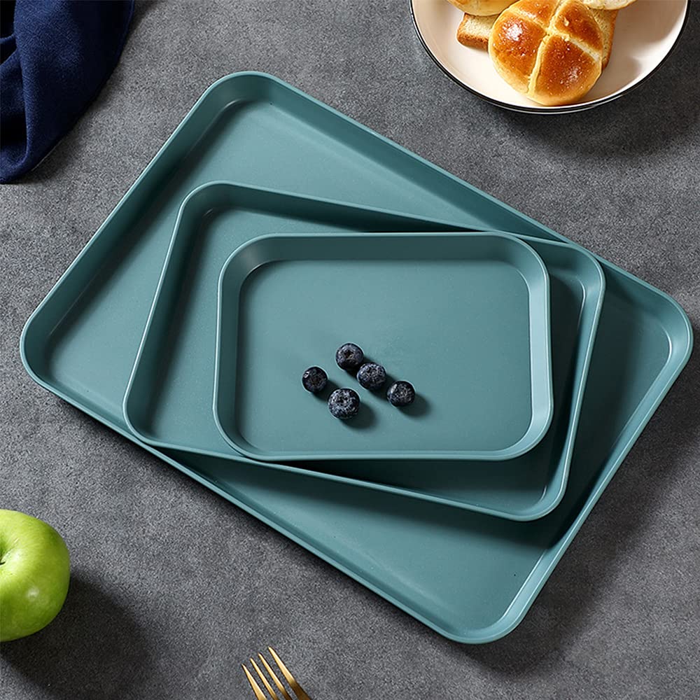 3 Pezzi Vassoio Plastica, Vassoio Rettangolare, Vassoios Plastica Rettangolare, Vassoios Plasticas Rettangolares Grande, Vassoi da Portata, Vassoi Riutilizzabile, per Tavolo, Cucina (Verde)