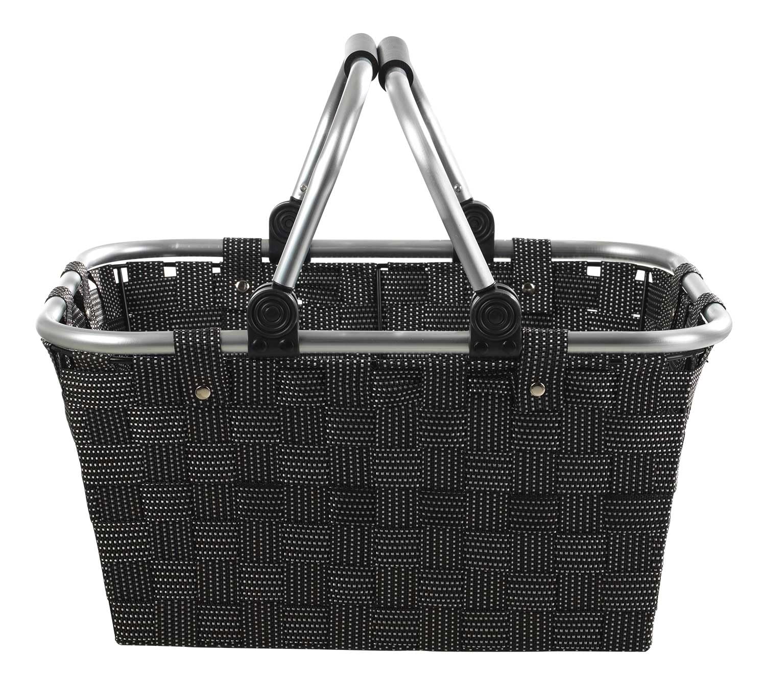 Einkaufskörbe 4er Set mit Griffen - 40 x 19,5 x 30 cm - Schwarz - Kunststoff - Einkaufstasche Tragekorb Flechtkorb