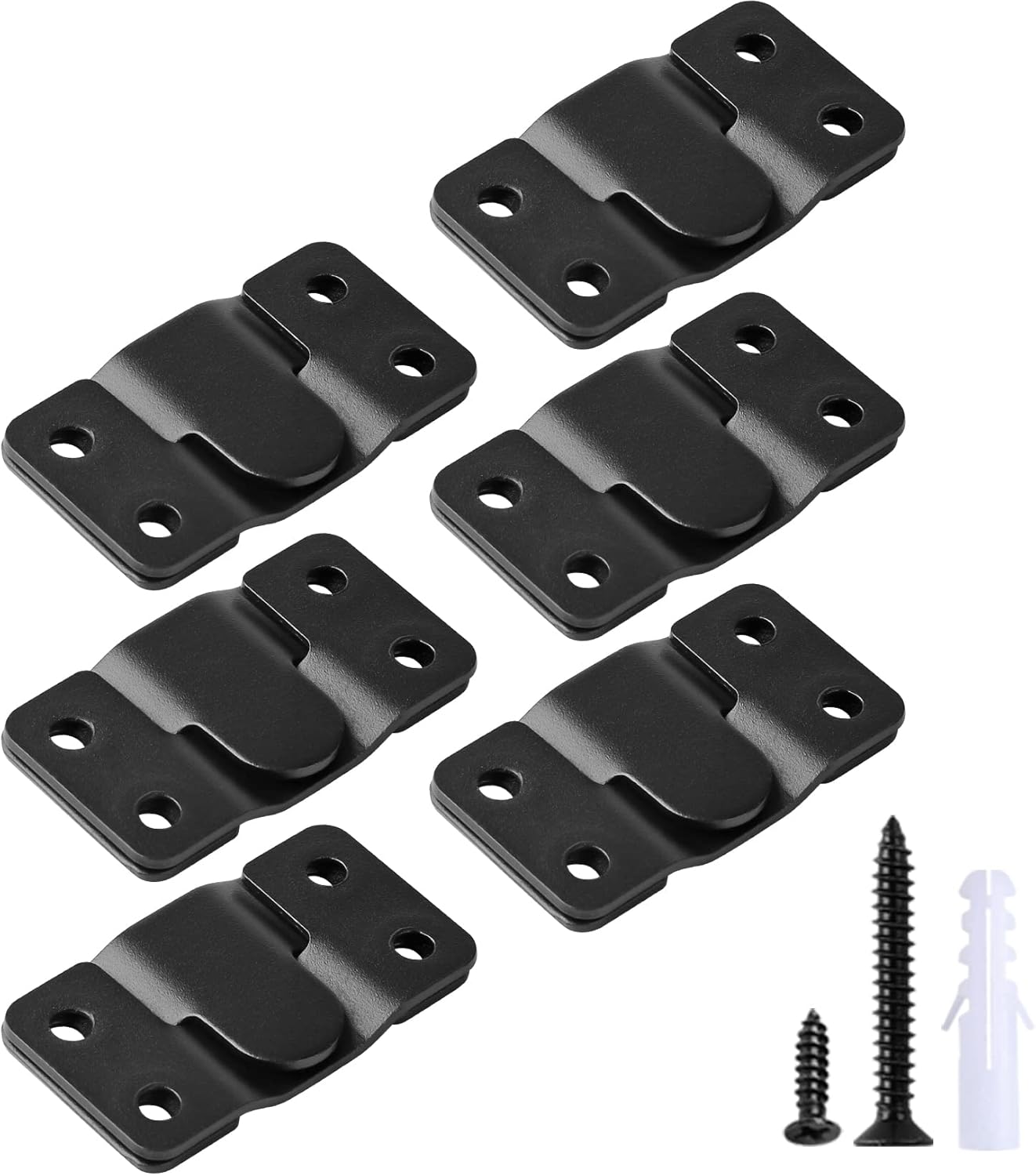 Flush Mount Bracket,Interlocking Photo Frame Hook, Heavy Duty Picture Hanger Z Clip Bracket for Large Picture Display Art Gallery Wall Mount Hardware (Large 6 Pairs Black)