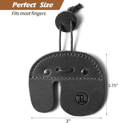 Miniatura 23 de Ringsun Lengüetas de cuero con arco para dedos, hecho a mano, para equipo de práctica de tiro, pestaña de dedos de arco recurvo Derecha