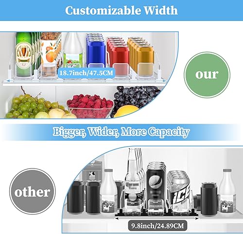 Miniatura 4 de Organizador de bebidas para nevera, doble resorte cargado con autoempuje, organizador de refrigerador, estante de 6 filas, bandeja automática para