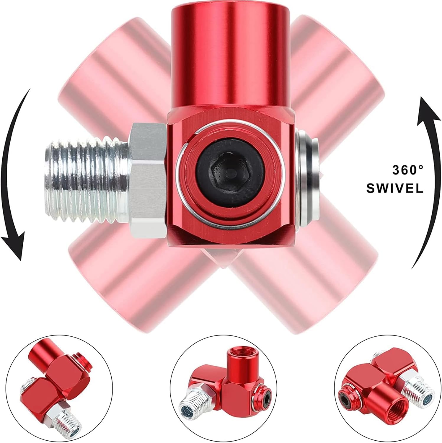 4PCS 1/4 Inch NPT 360 Degree Swivel Air Hose Connectors, Industrial Air Fittings and Pneumatic Tool Adapters 150 PSI, Universal Air Hose Adapters for Grinder Sander Drill Bit