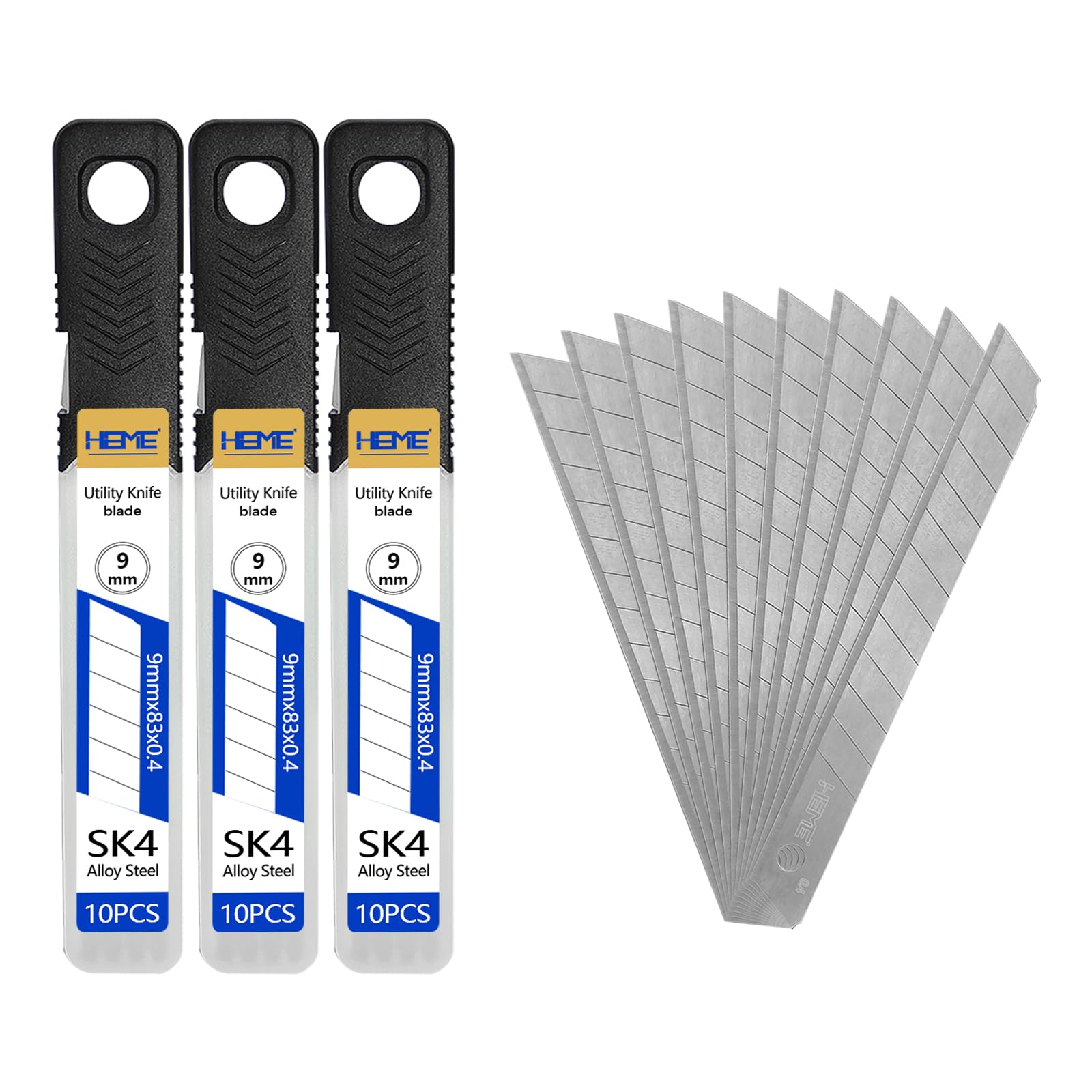 Tools 30Pcs 9mm Utility Knife Replacement Blades Snap off 60 Degree，Blades for Utility Knife and 9mm Box Cutter - Razor Sharp SK4 Steel