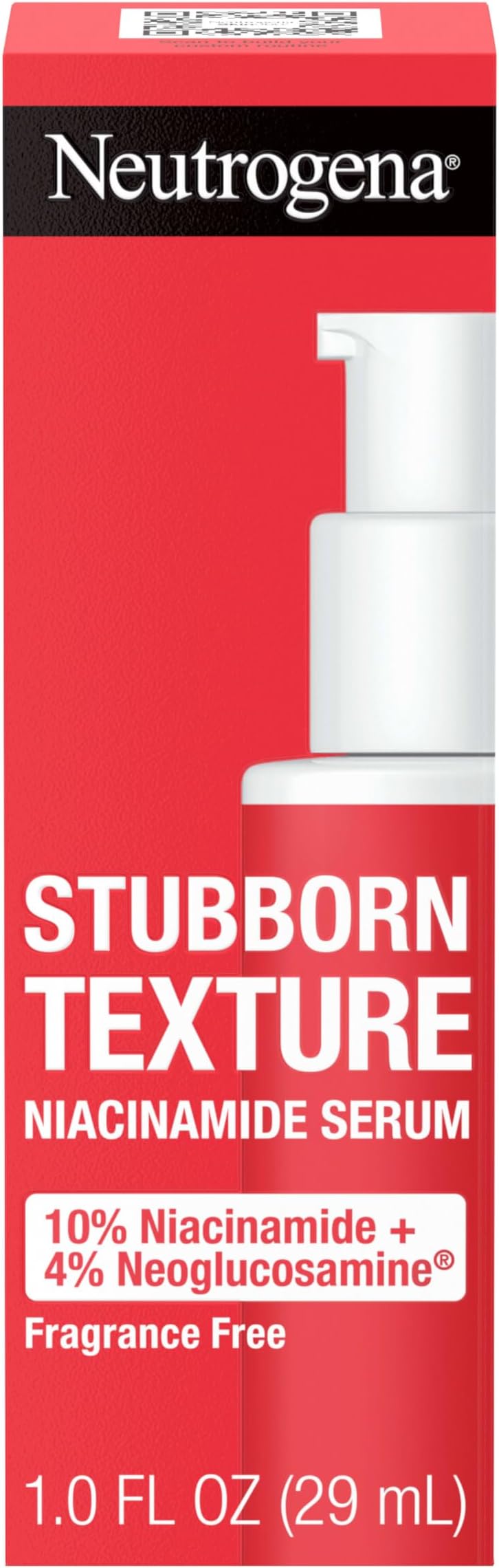 Neutrogena Stubborn Texture Resurfacing Serum With 10% Niacinamide & 4% Neoglucosamine designed for Acne-Prone, Improves Uneven Skin Tone & Refines Texture, Fragrance-Free, 1 fl. oz
