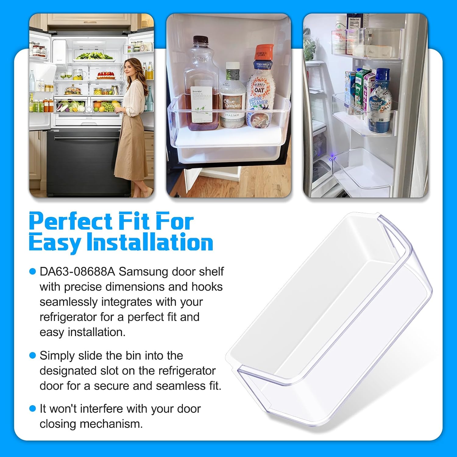 DA63-08688A DA97-17255A RF265BEAESR Door Shelf Bin For Samsung Refrigerator