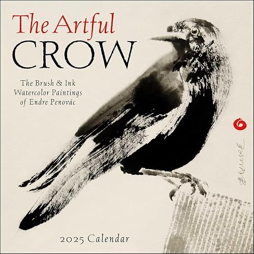 The Artful Crow 2025 Wall Calendar: Brush &amp; Ink Watercolor Paintings by Endre Penovác