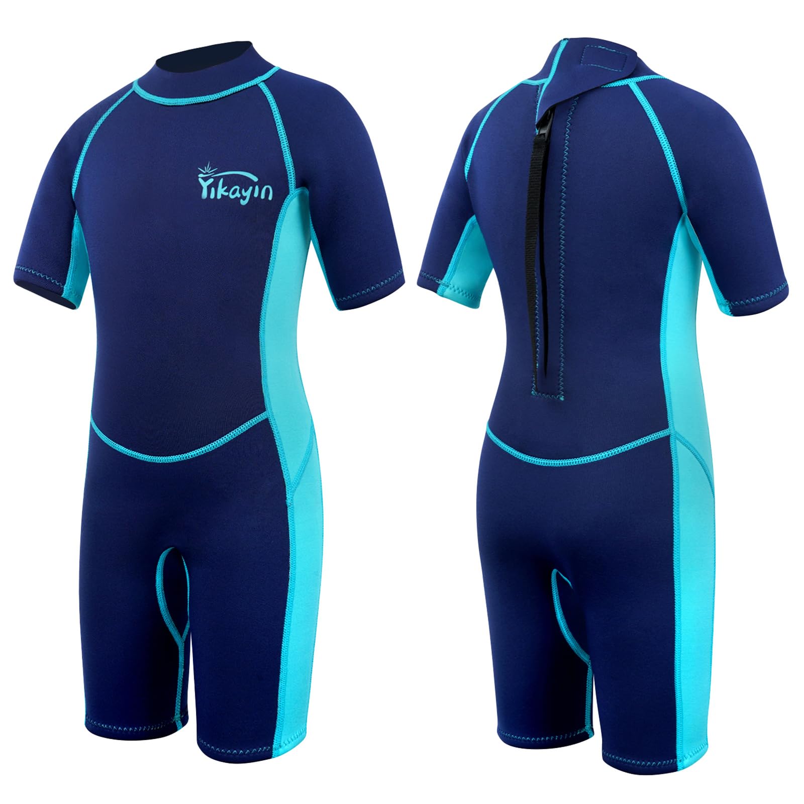 Yikayin Neoprenanzug Kinder Kurz, 2.5mm Neopren Shorty für Jungen Mädchen, Thermo UV Schwimmanzug Rückenreißverschluss zum Schwimmkurs, Tauchen, Surfen, Schnorcheln