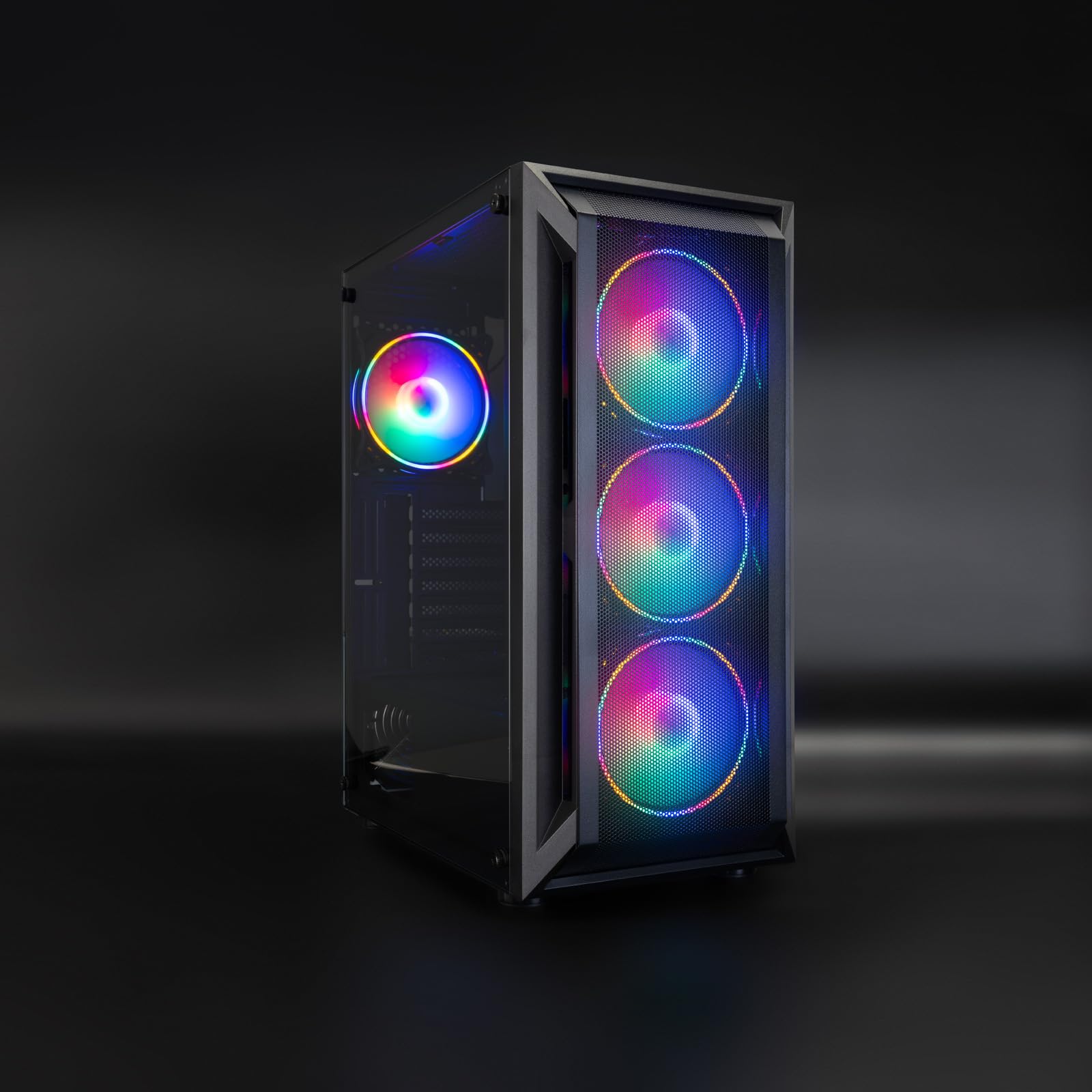 TOOQ TQGCC101-B - Case da gaming mid-tower "RAGNÄROK" ATX/MicroATX/Mini-ITX, vetro temperato, include 4 ventole RGB, Nero