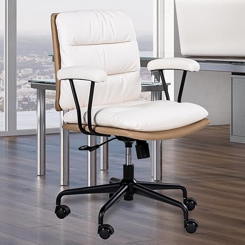 Miniatura 1 de Trenlogne Silla ergonómica de escritorio para computadora de oficina en casa con altura trasera ajustable, reposabrazos acolchados desmontables,