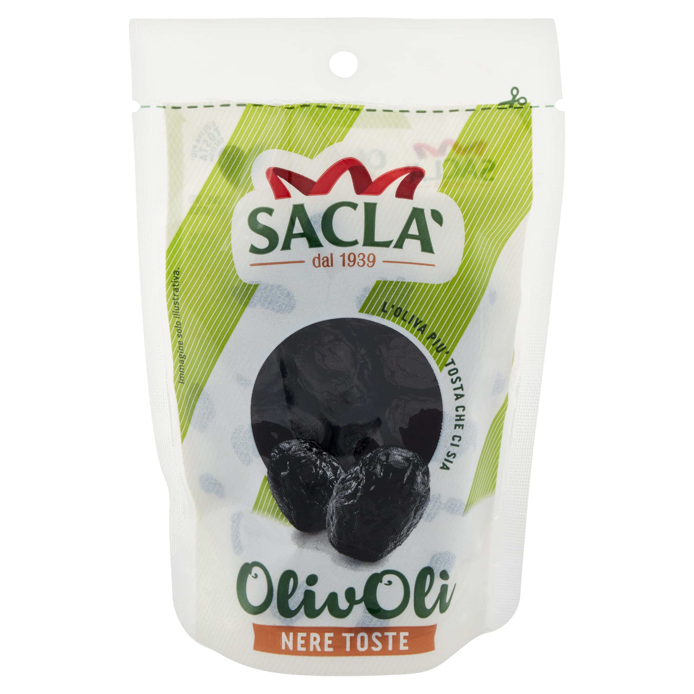 Saclà, OlivOlì, Olive Nere Toste, Ideali per Insalate e per Arricchire i Tuoi Piatti, Busta, 100g, Confezione da 24 pezzi