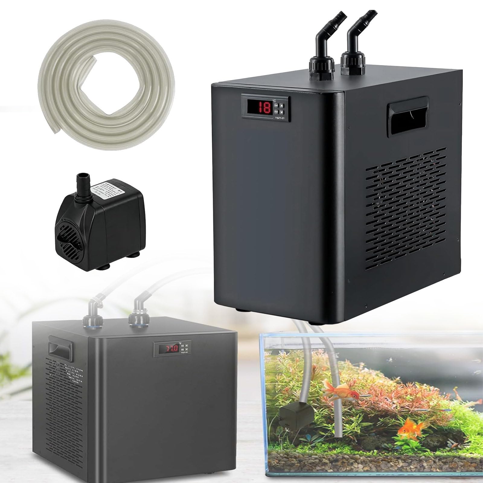 Enfriador de Acuario, 160 L/42 galones, 1/10 HP, 300 L/79 galones, 1/3 HP, 500 L/132 galones, 1/2 HP, Tanque de Agua e hidropónico, 160 L/42 galones