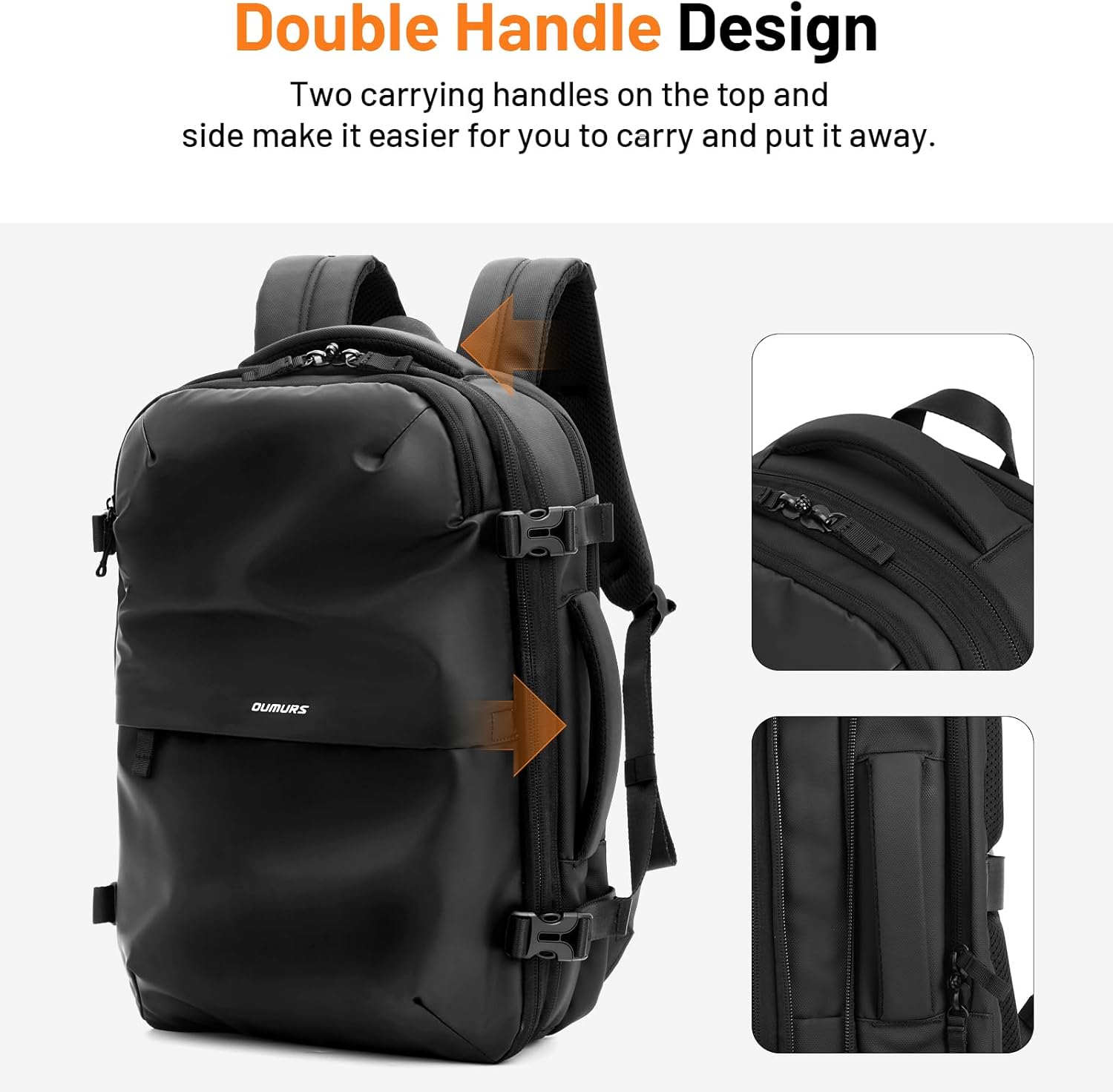 60L Expandable Vacuum Backpack with Air Pump for Long Travel with Vacuum Compression Pocket Large Capacity Water-resistant Black 1800D Oxford Fabric Lamination Fabric - Image 8