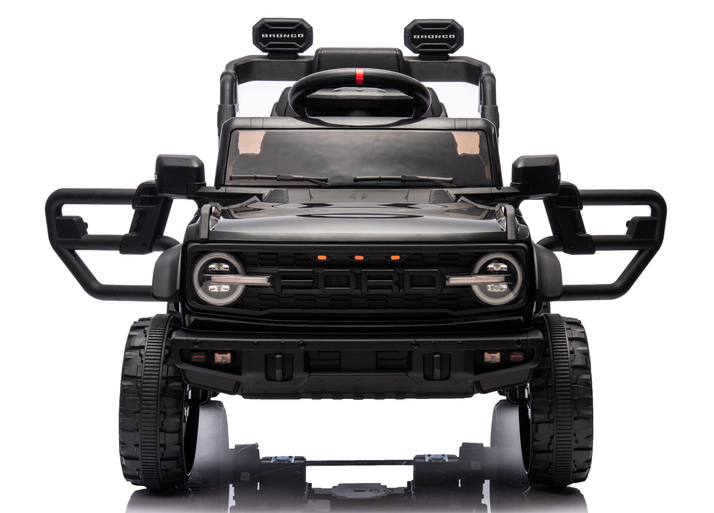 Ford Bronco Raptor 12V Fuoristrada Auto Macchina Elettrica per Bambini Telecomando Luci a Led Bluetooth Cintura di Sicurezza Ammortizzatori Carico Massimo 30 Kg - Nero