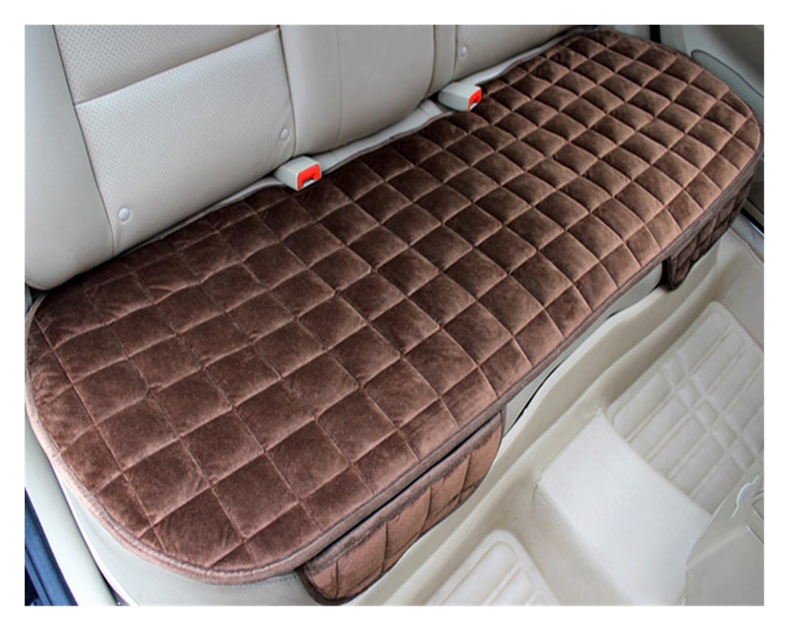 Housses de siège de voiture complet et coussin auto marron chaud taille unique