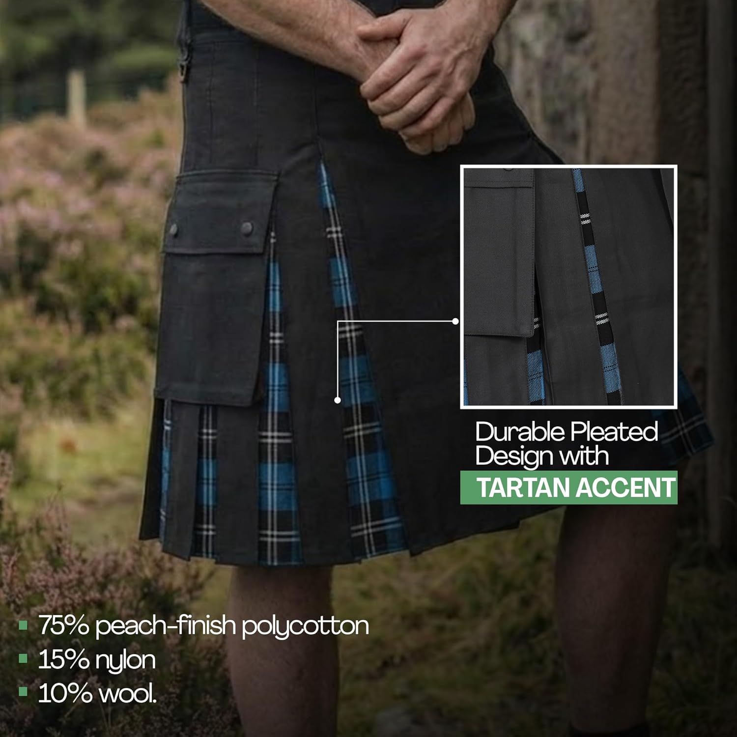 UFS Men’s Utility Kilt – Traditional Scottish Kilt for Men, Cotton Casual & Costume Wear