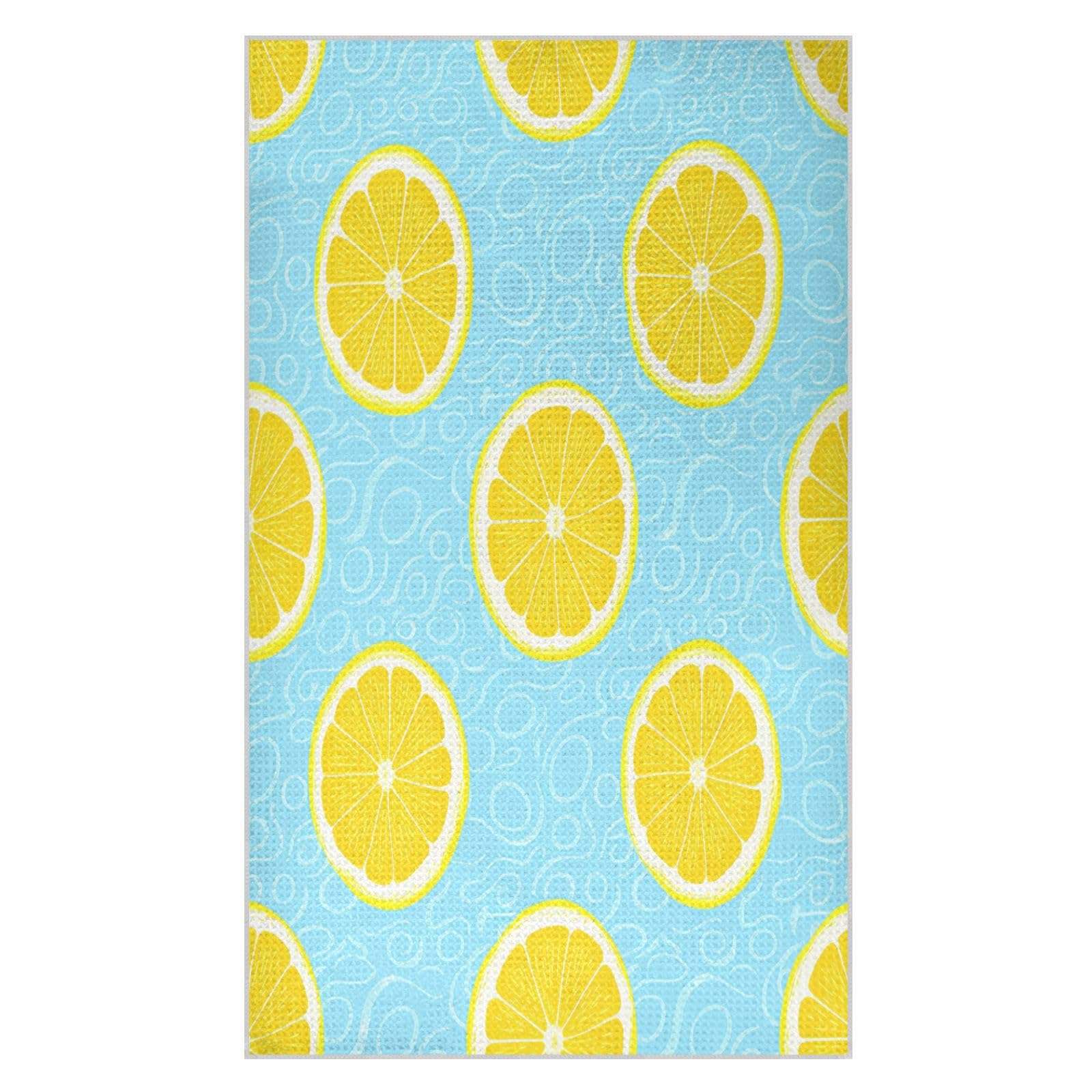 BURSTDDY Lemon Slices Kitchen Towels,Absorbent Dish Towels 2 Pack