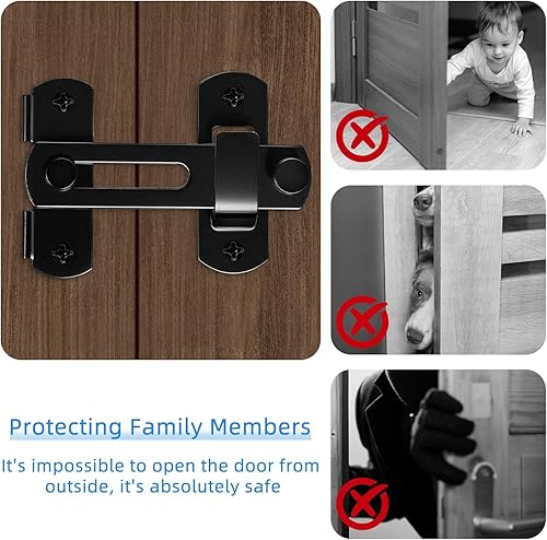 Miniatura 3 de Cerradura de puerta de granero resistente de 4 pulgadas, pestillo de puerta de seguridad abatible para puertas correderas, puertas de granero,