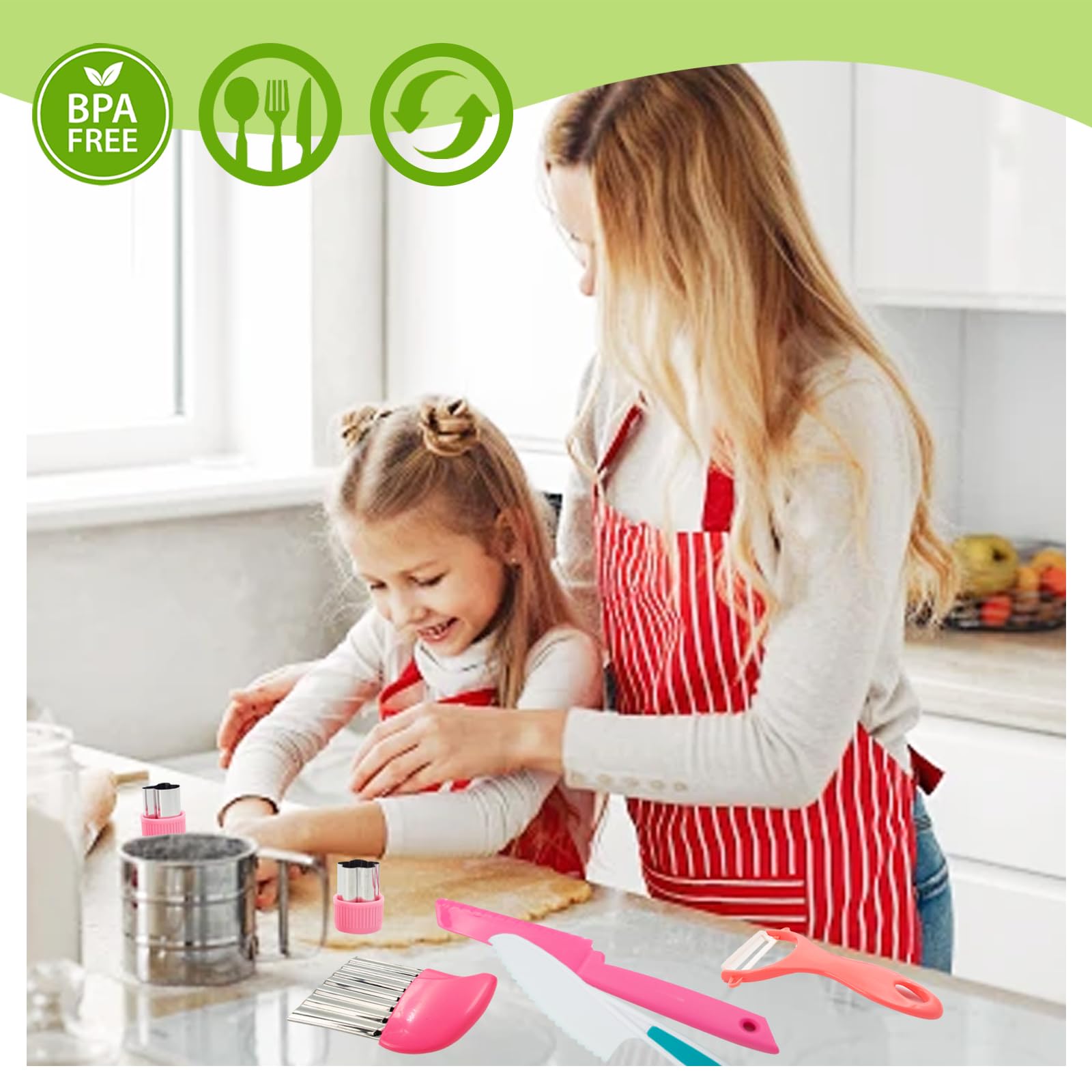 Juego de cuchillos de cortar para niños, 3 años, Montessori, juego de cocina para niños, con forma de cuchillo de fruta, tabla de cortar, delantal