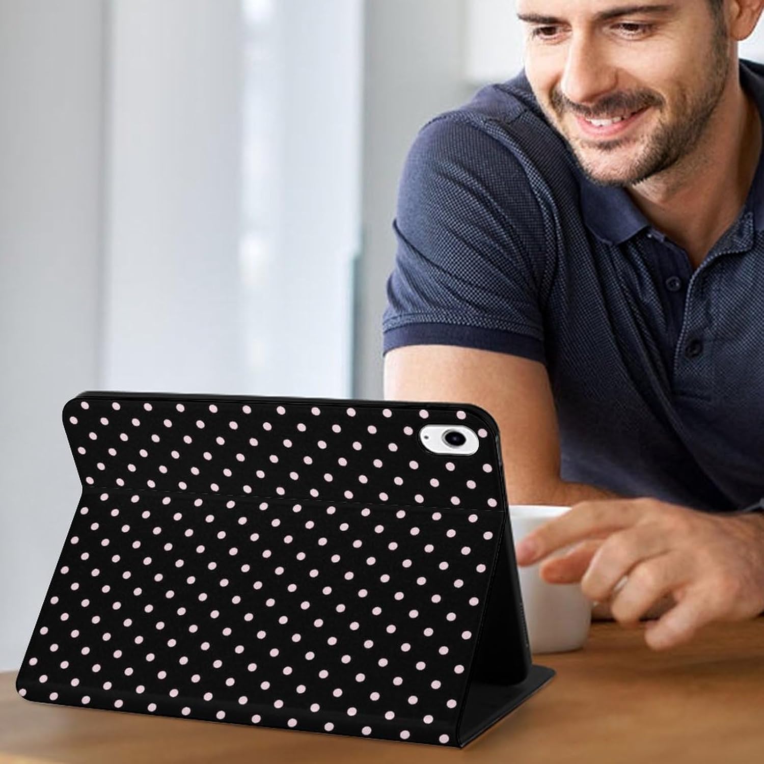 Compatible with iPad A16 Case 11 Inch 2025, Polkadots Balck Pattern Print Compatible with iPad 10th Generation Case 10.9 Inch 2022, Slim Tablet Cover for I Pad with Stand Auto Wake/Sleep