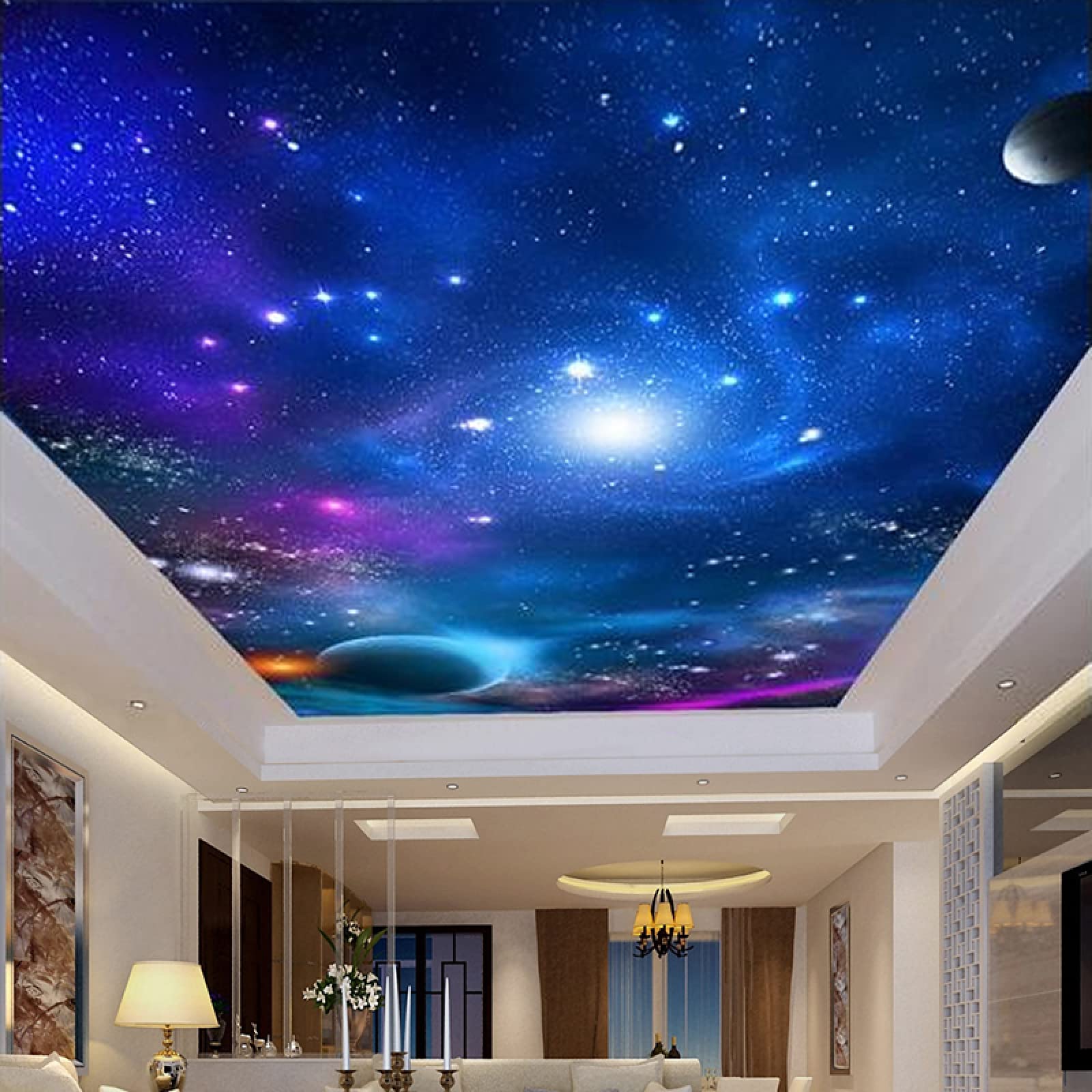 Salon 3D tapeta sufitowa kolor kosmiczne gwieździste niebo naklejka sypialnia dekoracja domu sufit sztuka mural