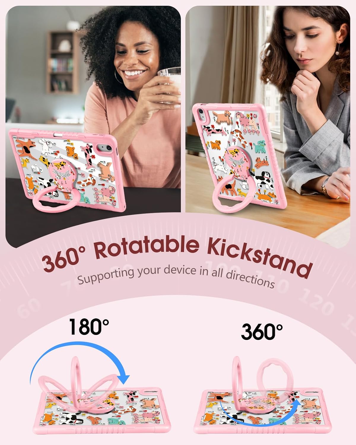 Uppuppy for iPad (A16) 11th Generation 11 Inch 2025 Case, for iPad 10th Generation Case 2022 10.9 Inch - Women Girls Cute with Pencil Holder & Stand Clear Dogs Kawaii Funny Girly Protective Hard Cover