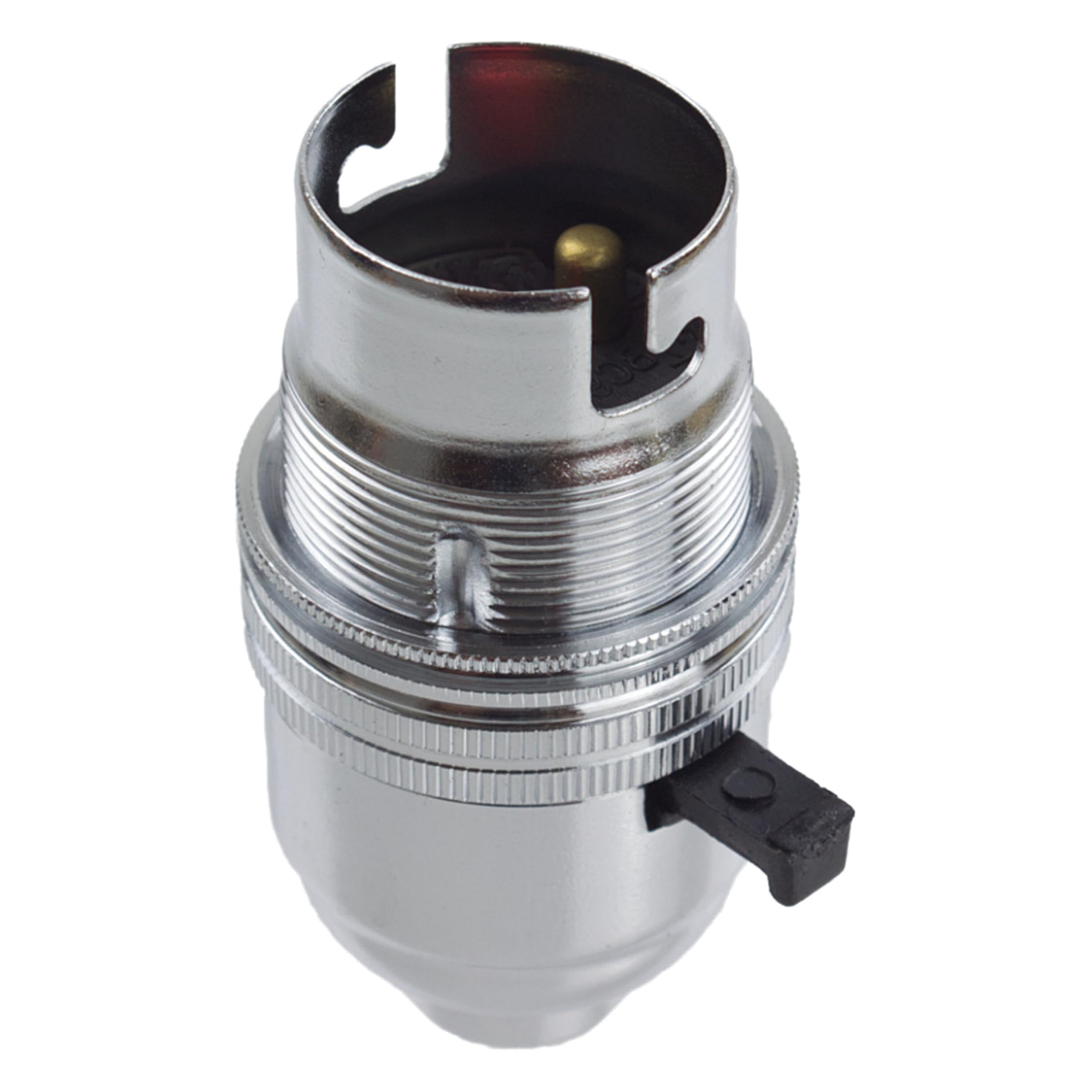 Bayonet Cap (B22) Switched & Earthed Lampholder in Nickel Finish for use on Lamps Pendants or Chandeliers - Image 2