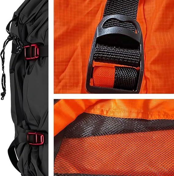 Rock Climbing Rope Bag, Large Capacity Folding Rope Storage Backpack with Ground Sheet, Adjustable Straps Outdoor Climbing Gears Orange