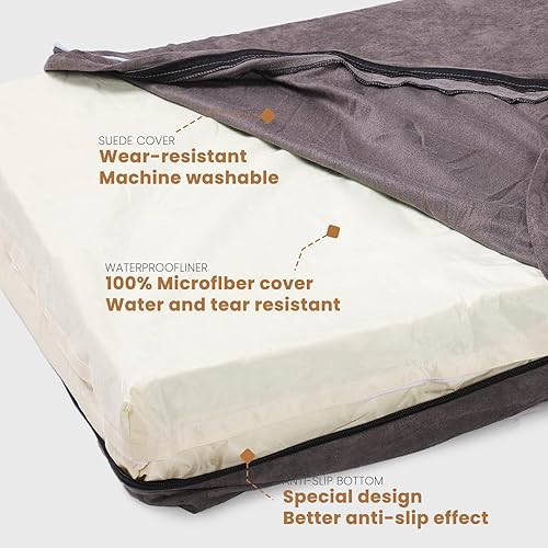 Miniatura 3 de Laifug Cama ortopédica de espuma viscoelástica para mascotas (40 x 25 x 4 pulgadas, gris pizarra) con forro impermeable duradero y funda extraíble