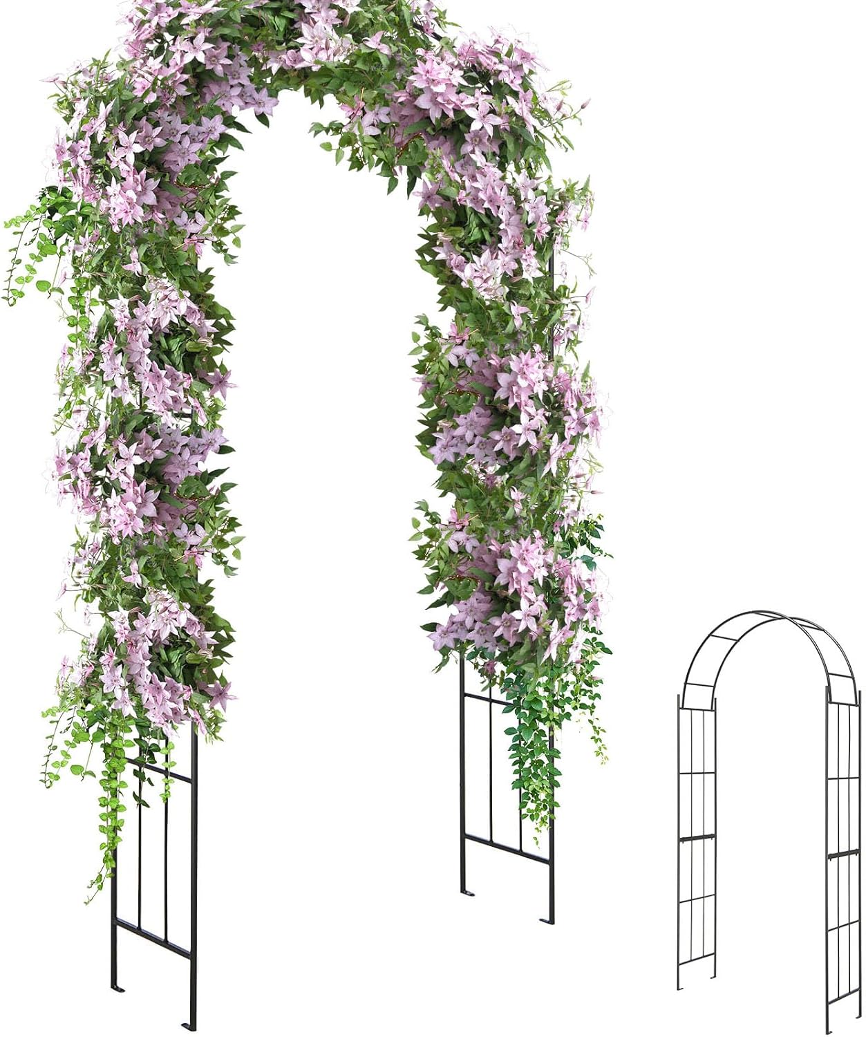 Giantex Garden Arch Trellis - 7.5 FT Metal Garden Arbor Archway for Climbing Plants Roses Vines, Outdoor Trellis Pergola for Wedding Bridal Party Ceremony Lawn Decor, 4 Stakes, Easy Assembly